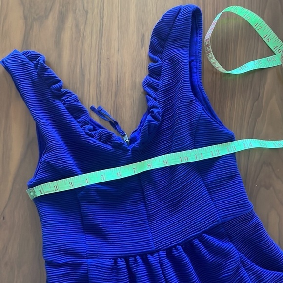 Anthropologie Maeve Ridged Ruffles Dress in Royal Blue - Picture 9 of 11